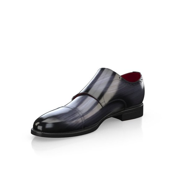 Bashwood Handmade Gray Leather Double Monk Shoes For Men main image 5